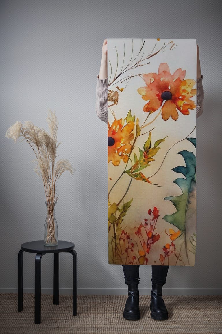 Meadow Flowers in Watercolor tapetit roll