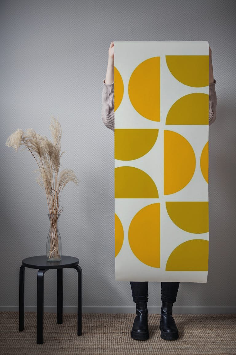 Golden Ochre Bauhaus wallpaper roll