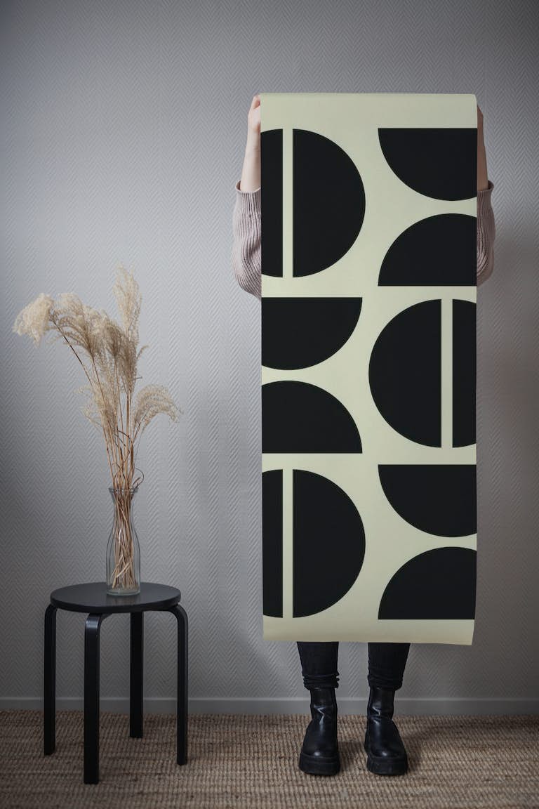Cream Black Bauhaus wallpaper roll