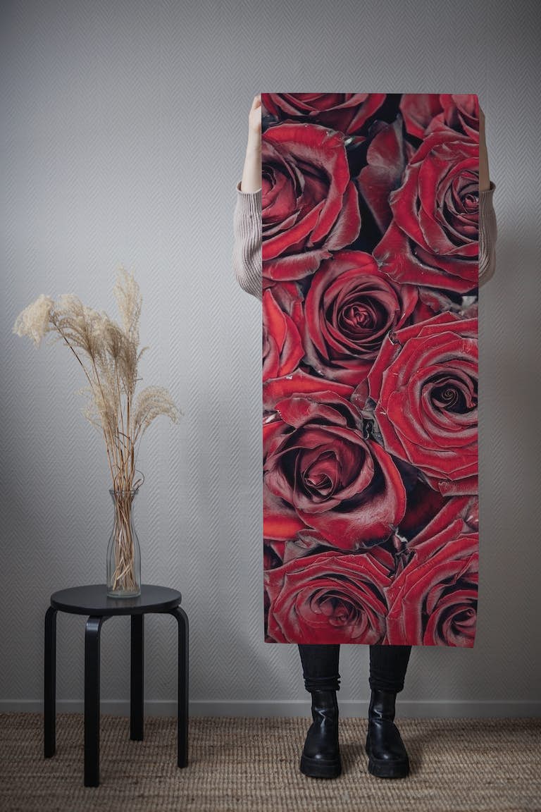 50 red rose wallpaper roll