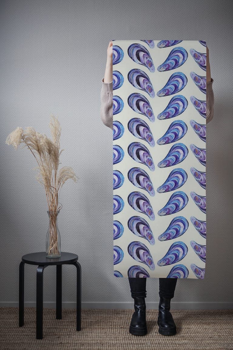 Mussel Waves Landscape Off White wallpaper roll