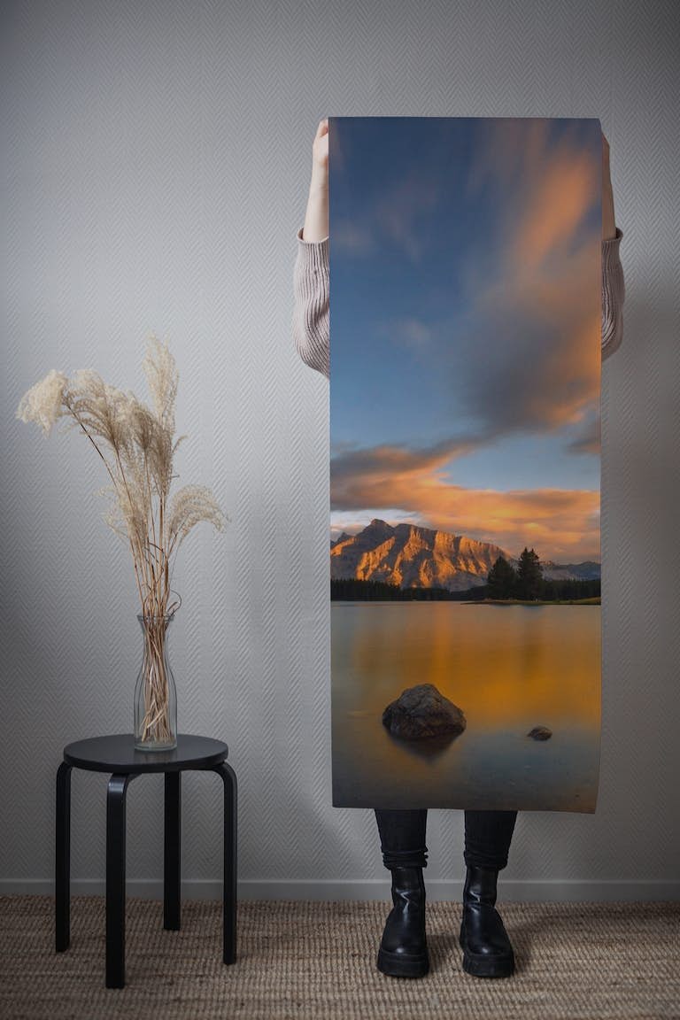 Two Jack Lake Sunset wallpaper roll