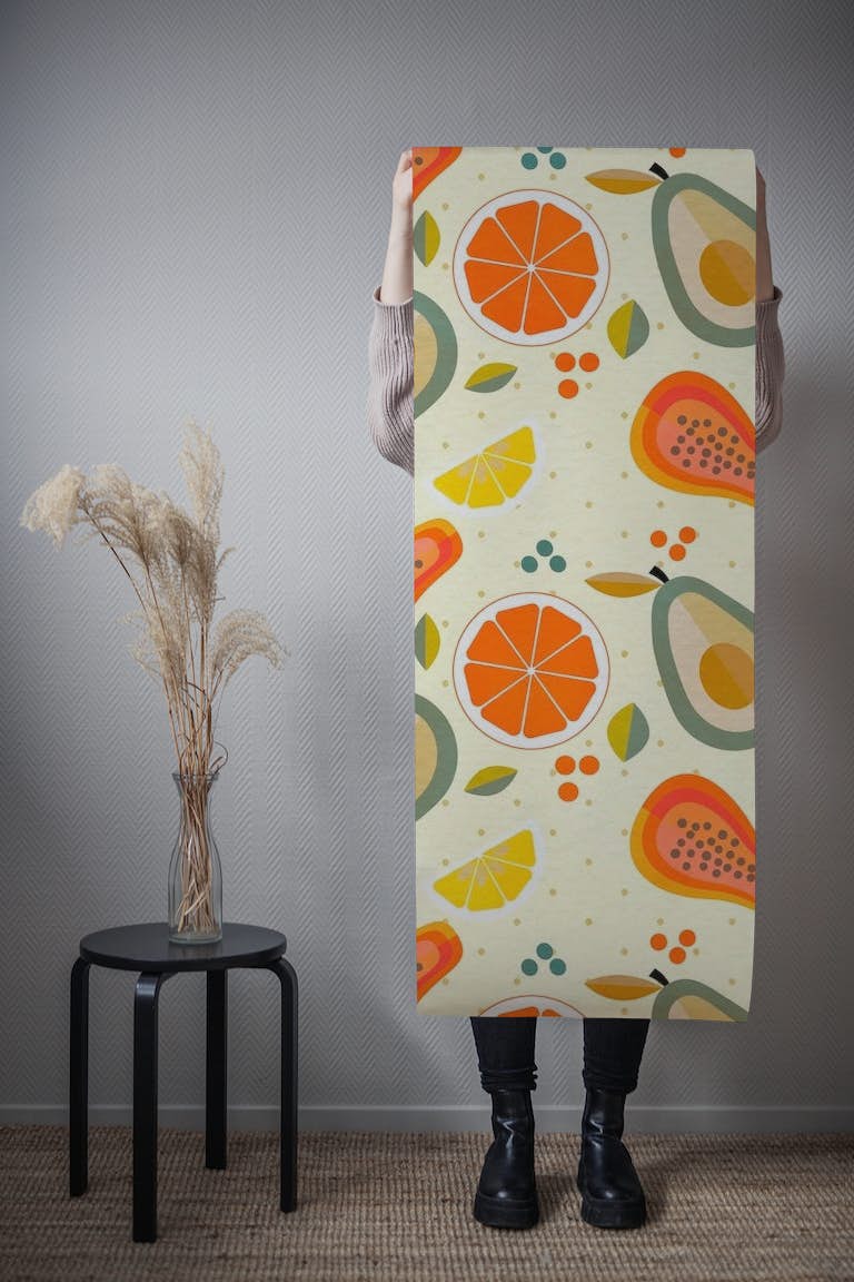 Mid century summer fruits tapety roll