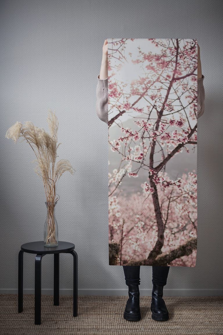 Flower Blossoms and Mountain behang roll