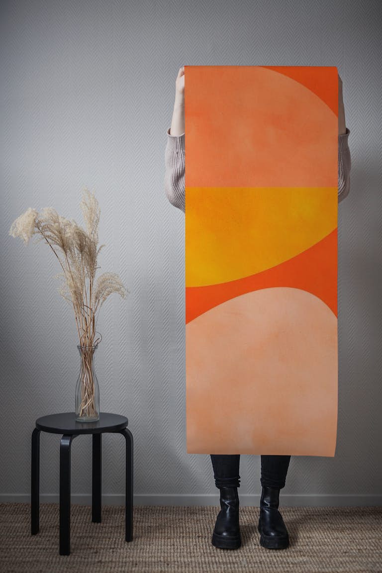 Rounded geometry art orange tapetit roll