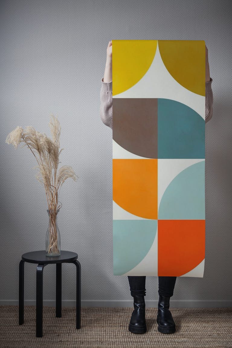 Geometric mid century shapes tapety roll