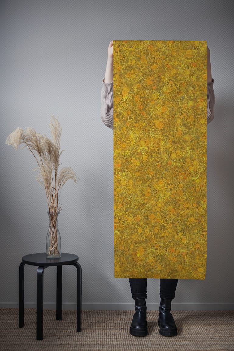 Embroidery mycelium the power of nature yellow carta da parati roll