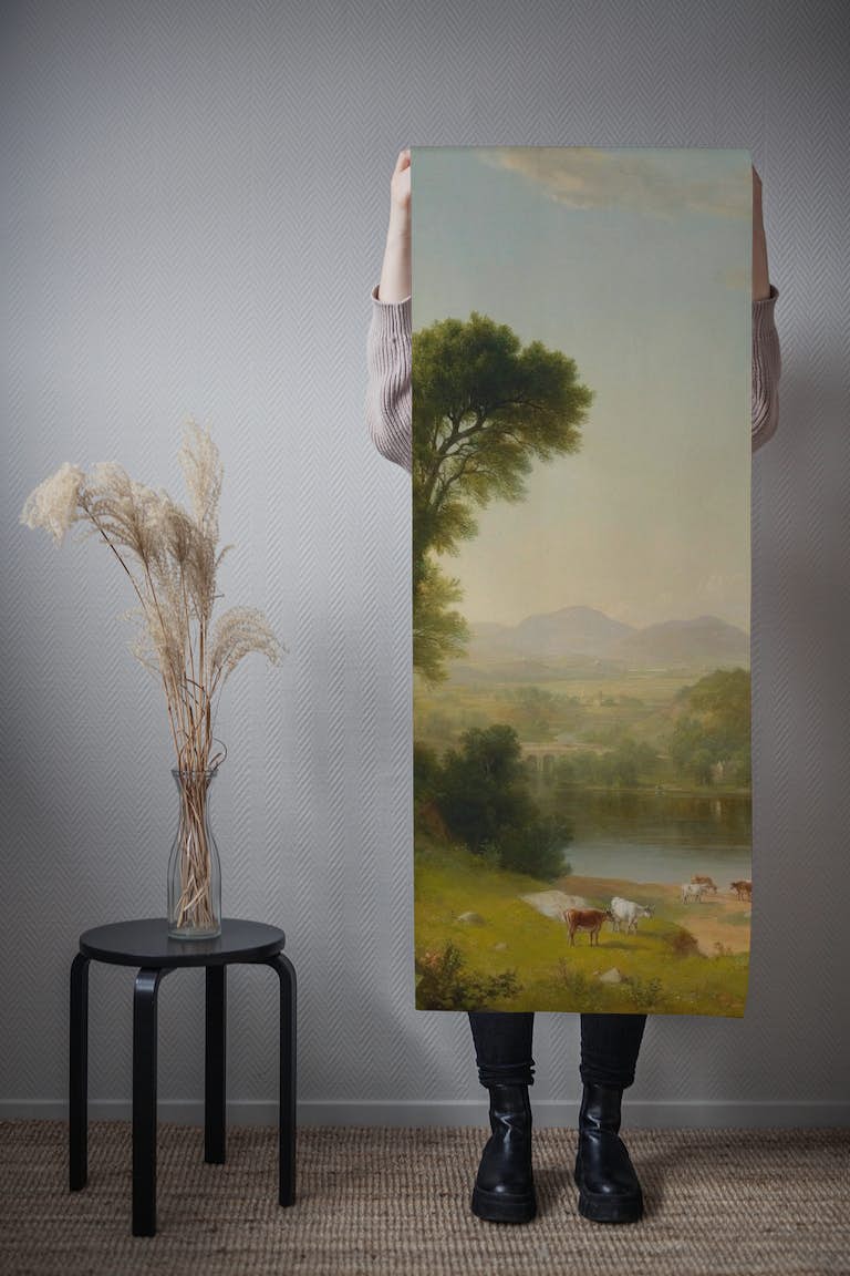 Antique Summer Landscape Painting wallpaper roll