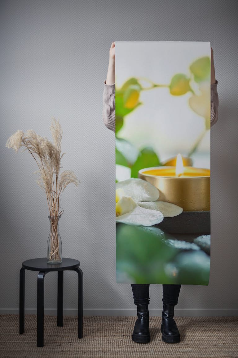 Zen Orchid and Candle papel pintado roll