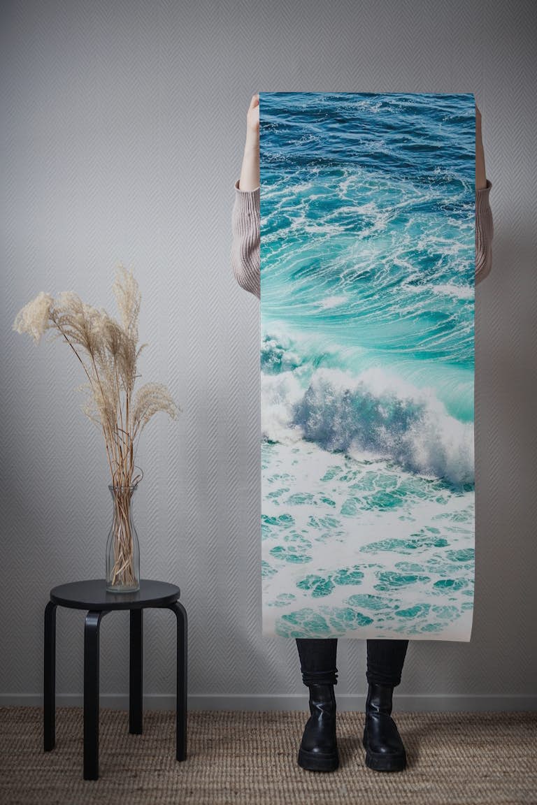 Turquoise Ocean Wave wallpaper roll