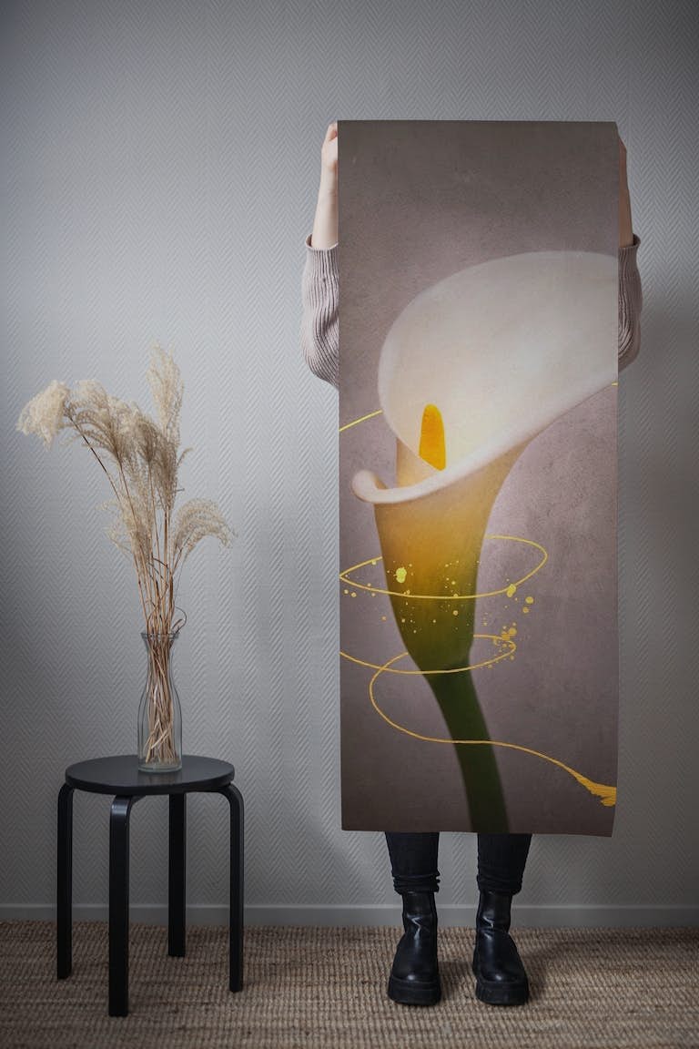 Graceful flower - Calla No. 4 | vintage style gold behang roll