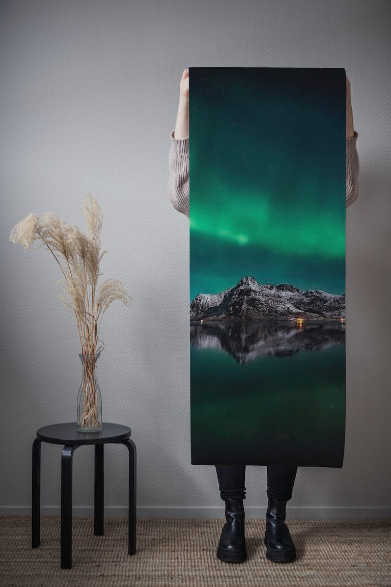 Lofoten Aurora Reflection wallpaper roll
