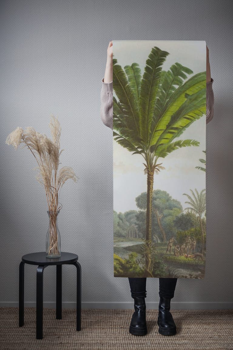 Antique Tropical Landscape Painting wallpaper roll