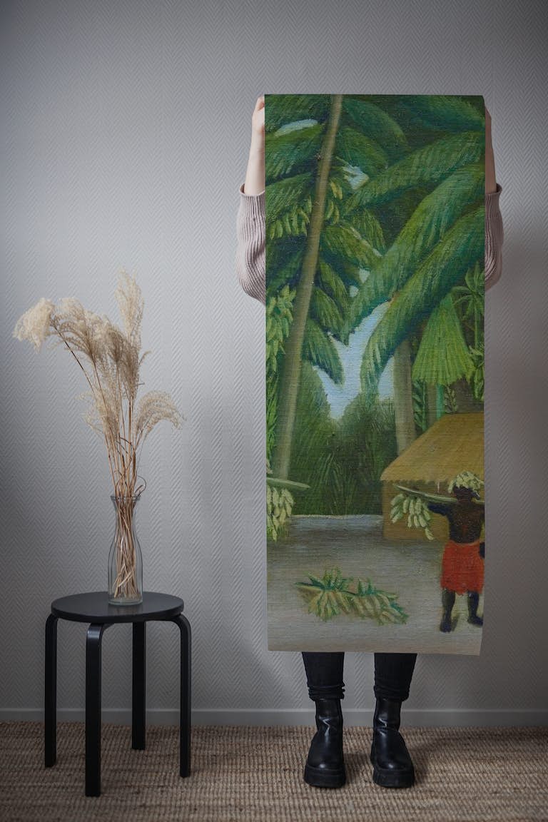 Banana Harvest- Tropical Jungle Landscape by Henri Rousseau papel pintado roll