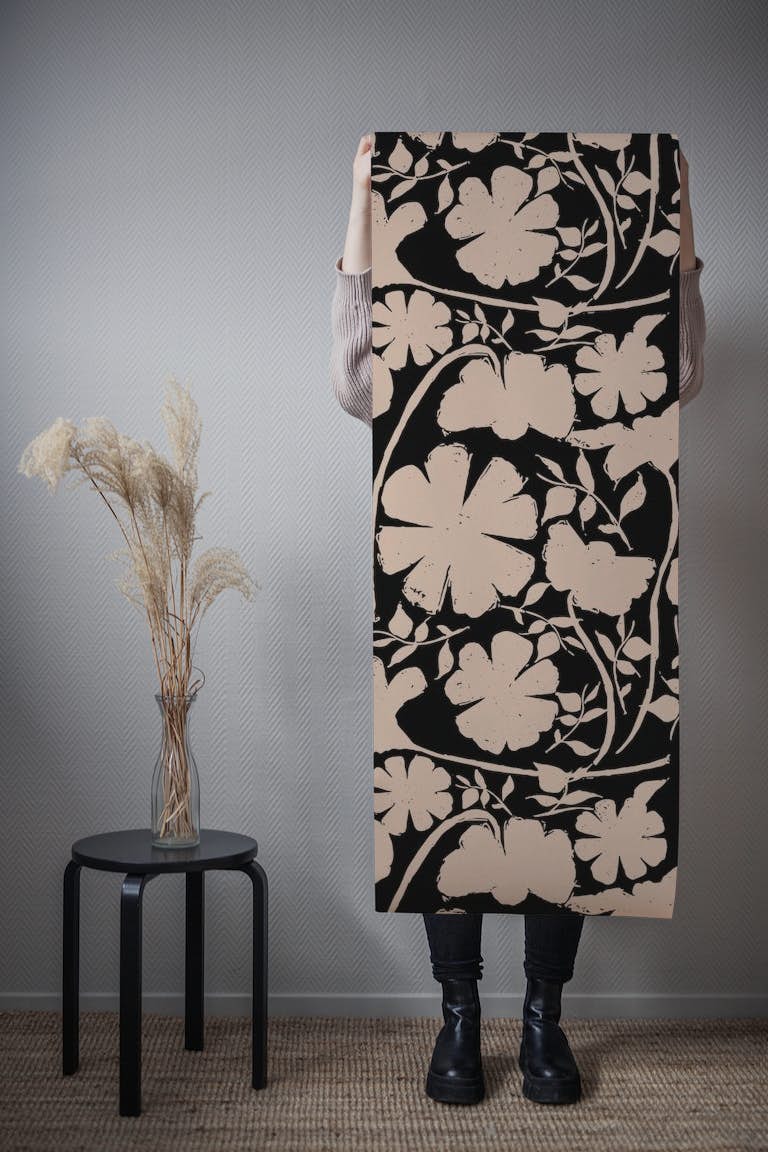 Blooming Silhouettes (Mocha) tapete roll