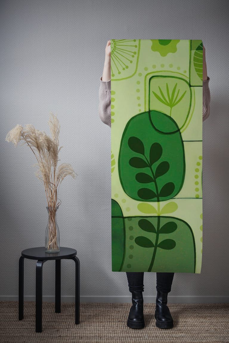 Abstract Botanical Leaves And Shapes Collage tapeta roll