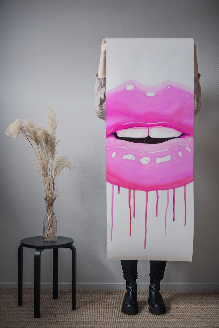Pink lips 2 wallpaper roll