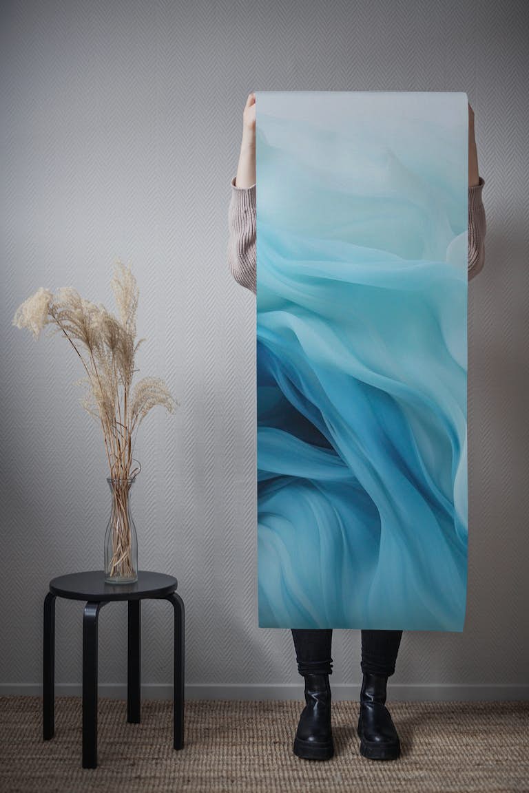 Ethereal Soft Blue Fluid Dreams wallpaper roll