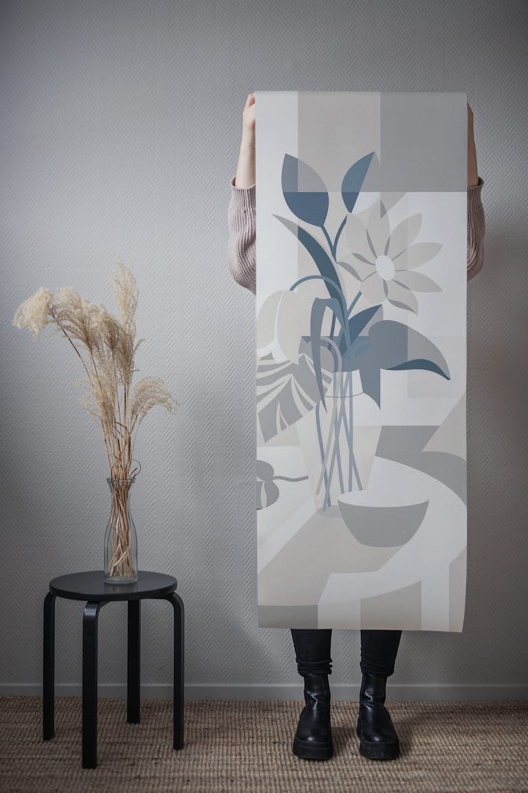 Window with Flower Pot in Neutrals papel pintado roll