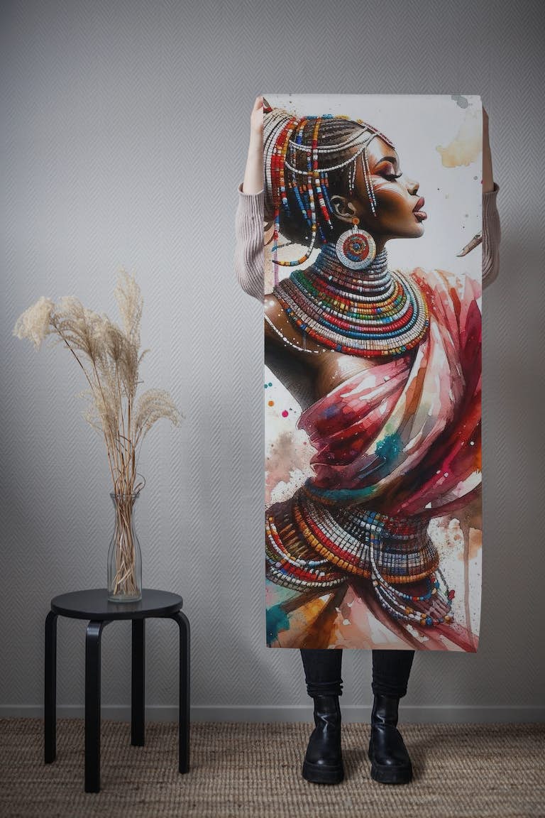 Watercolor African Dancer #1 wallpaper roll