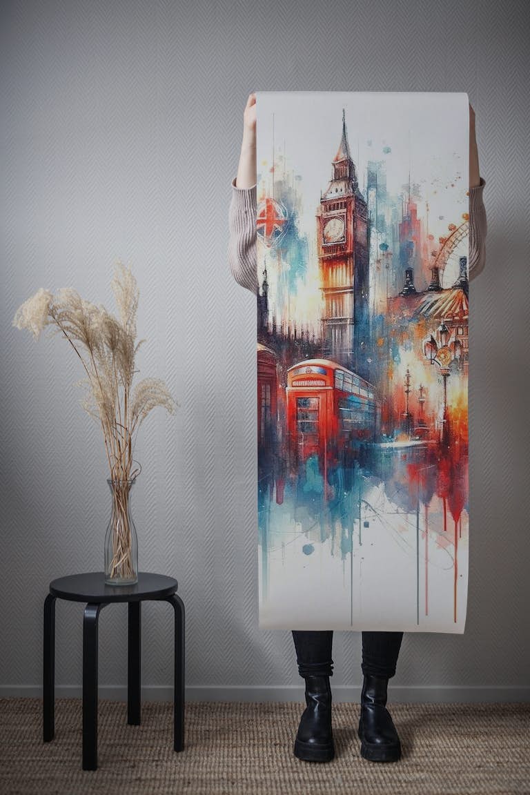 Watercolor London Skyline tapet roll