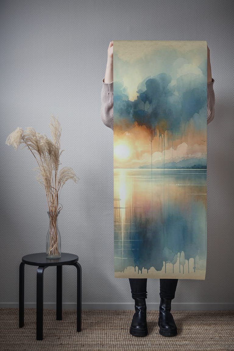 Watercolor Abstract Lake behang roll