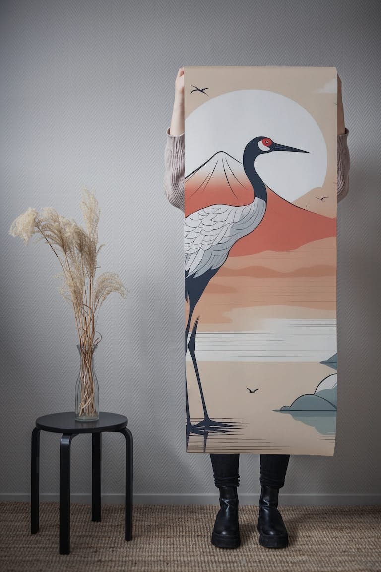 Japanese Art Deco Cranes wallpaper roll