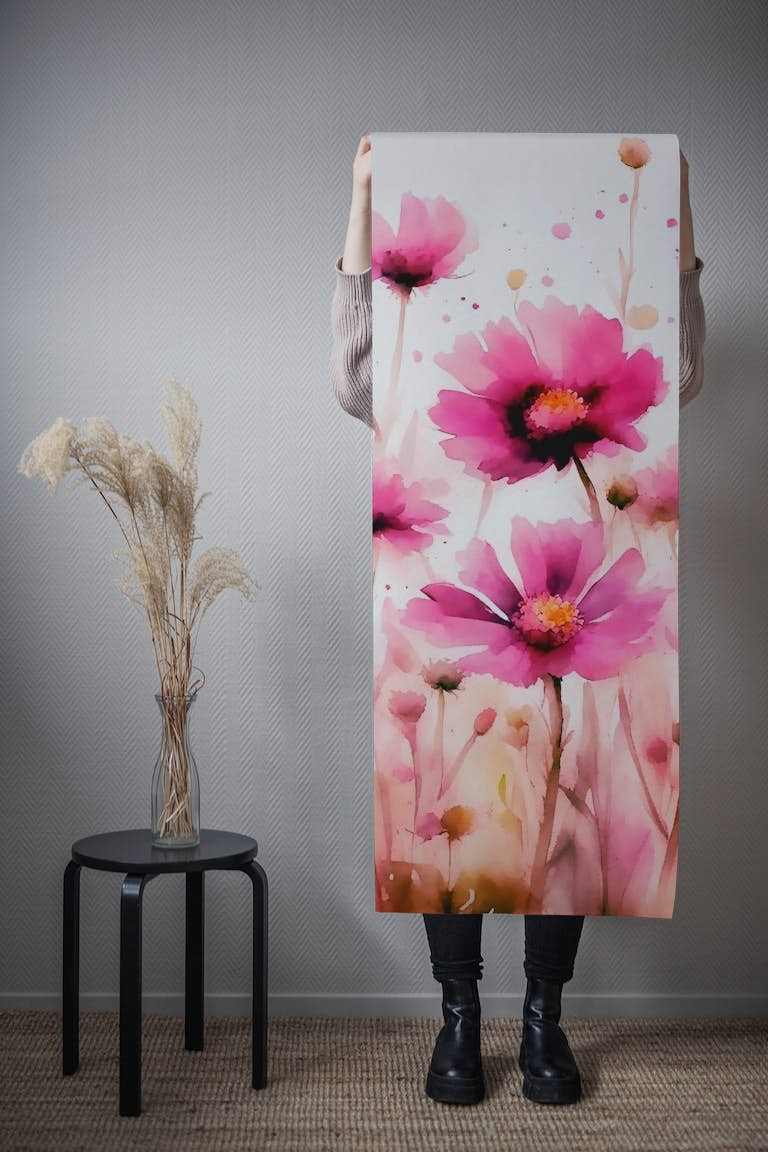 Magenta Wildflowers wallpaper roll