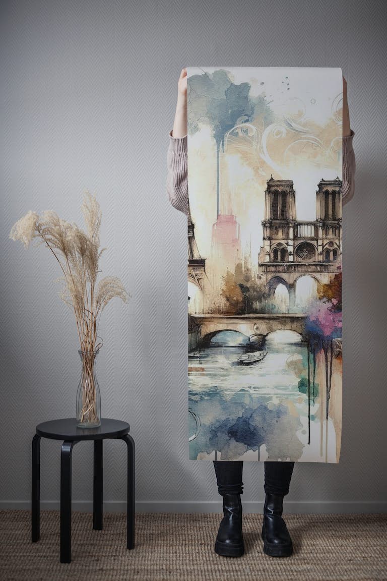 Watercolor Abstract Paris behang roll