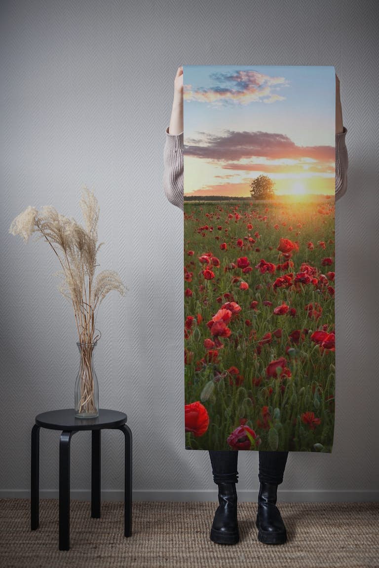 Poppy fields of Sweden wallpaper roll