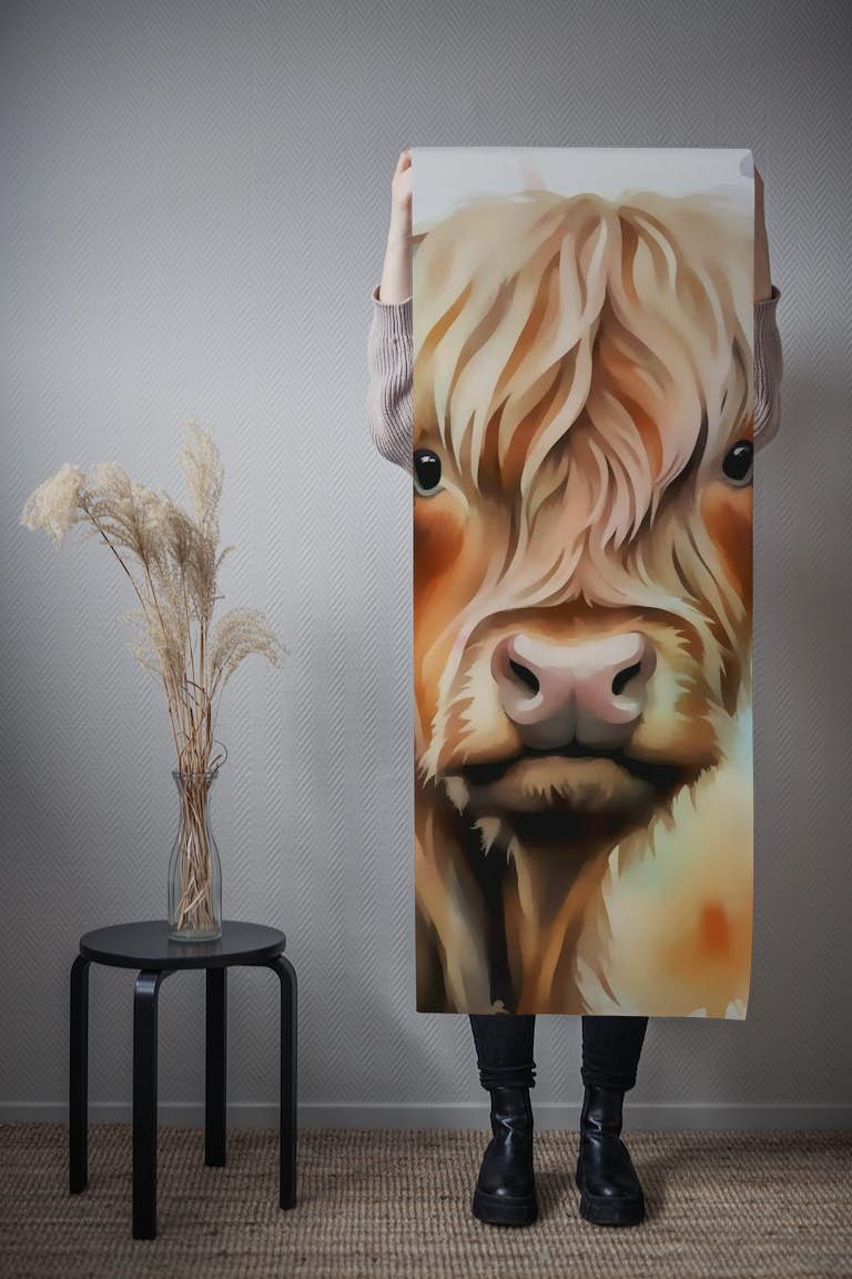 Highland Cow Art wallpaper roll