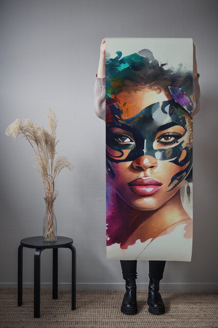 Watercolor Carnival Woman #2 wallpaper roll