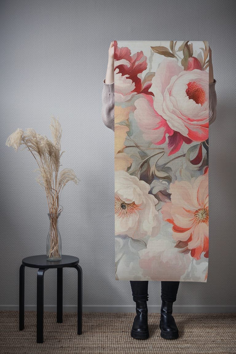 Moody Baroque Flowers Pastel wallpaper roll