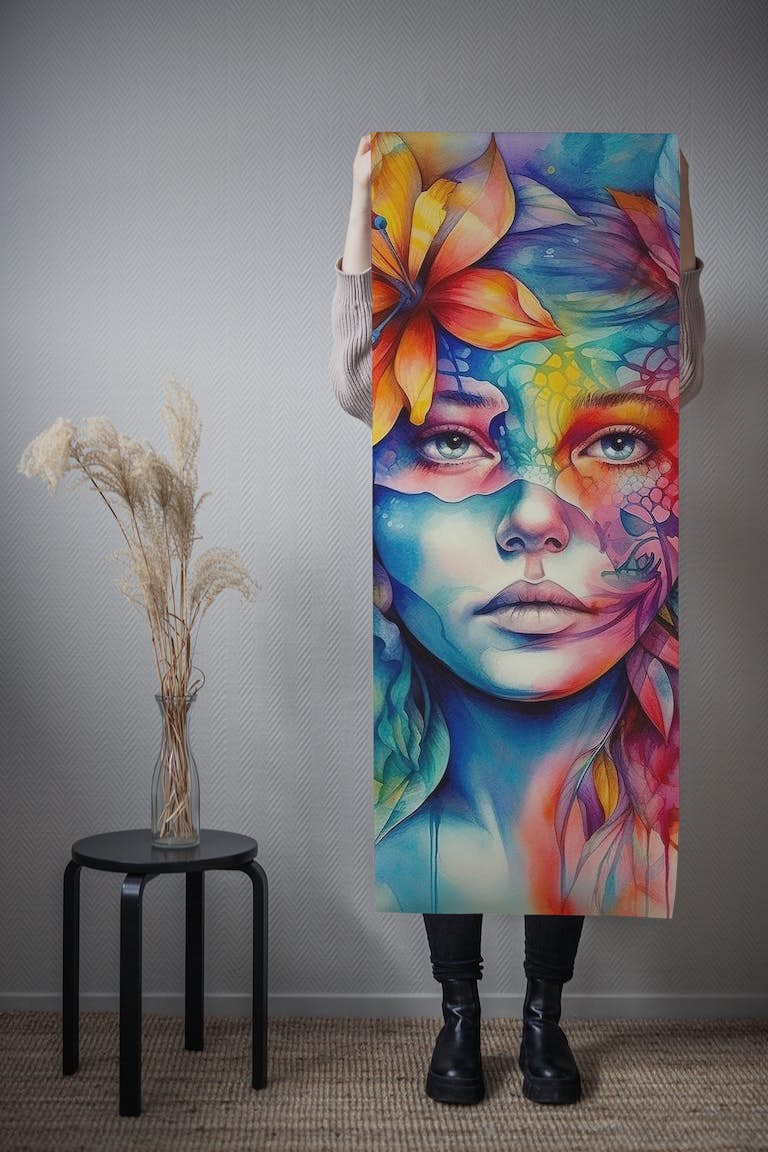 Watercolor Tropical Woman #1 behang roll