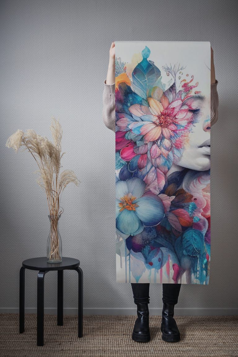 Watercolor Tropical Woman #5 wallpaper roll