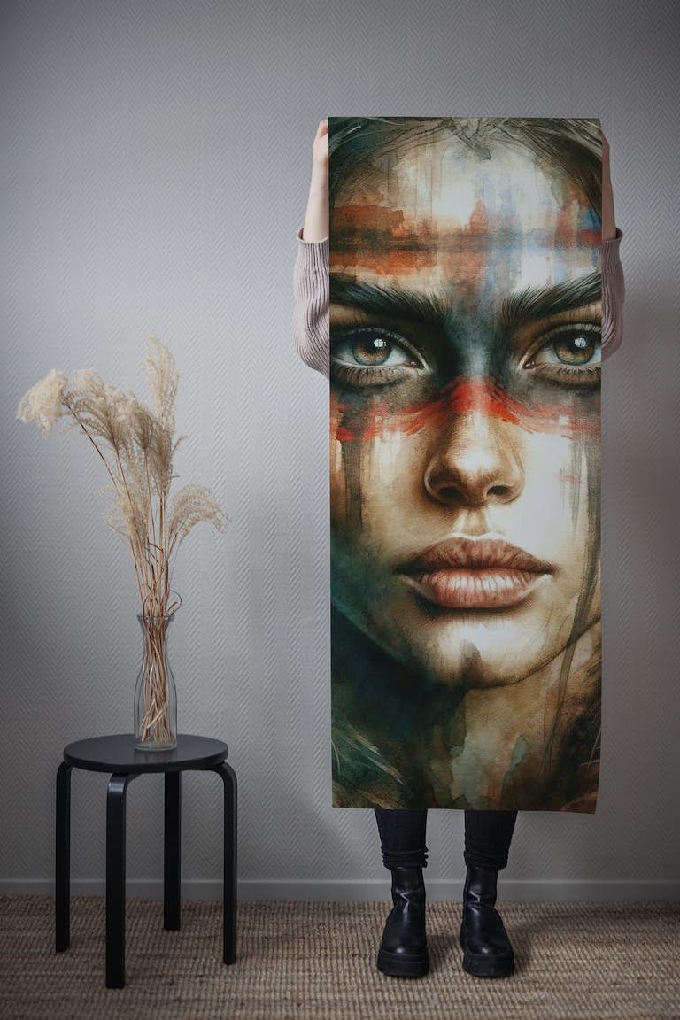 Watercolor Warrior Woman #2 wallpaper roll