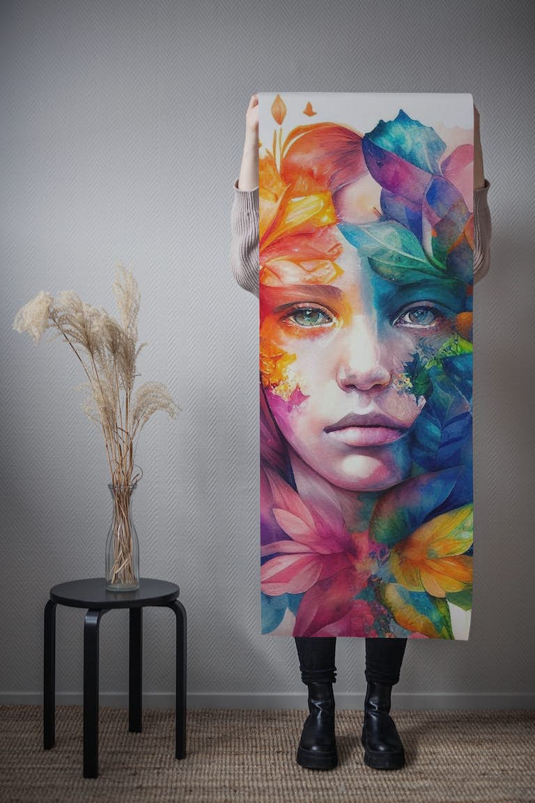 Watercolor Tropical Woman #8 wallpaper roll