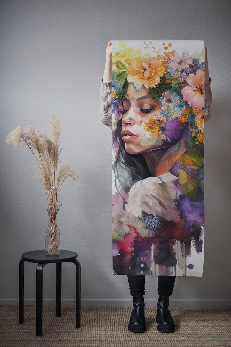 Watercolor Tropical Woman #6 wallpaper roll
