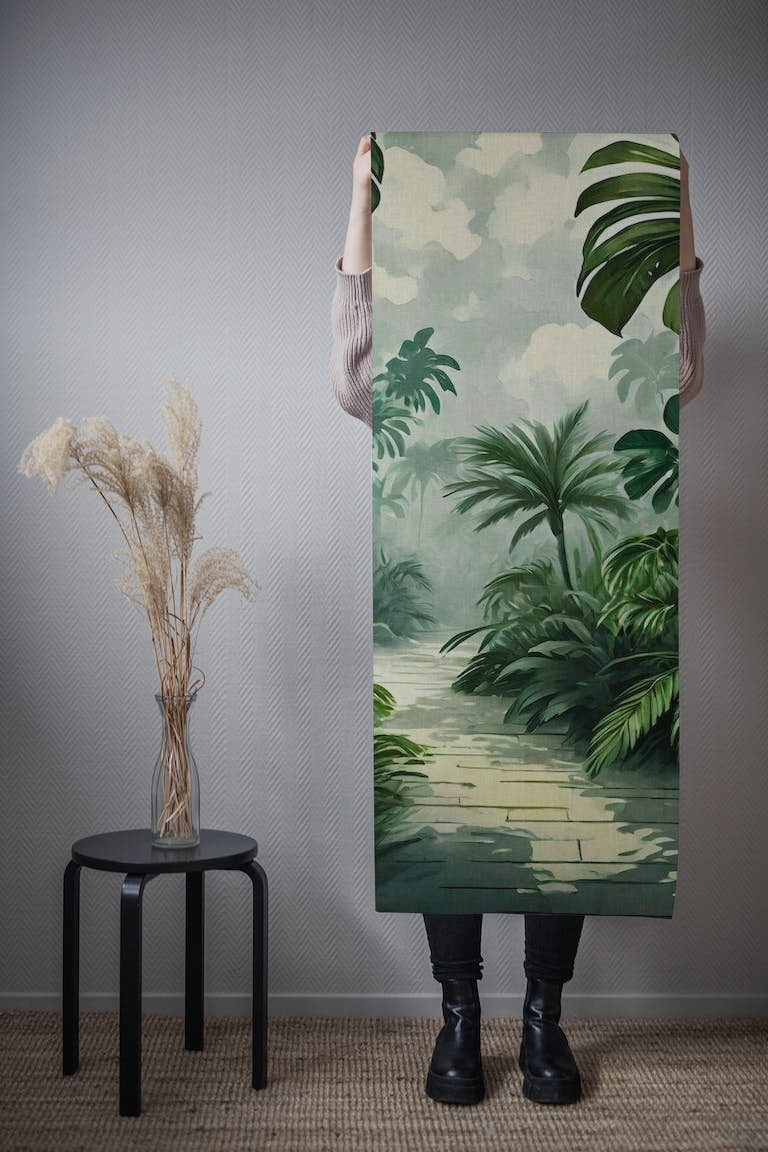 Tropical jungle palms wallpaper roll