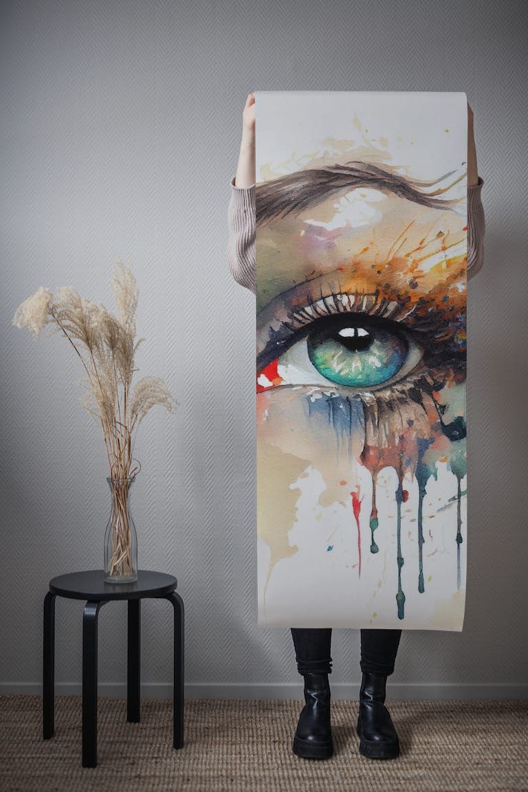 Watercolor Woman Eye #4 wallpaper roll