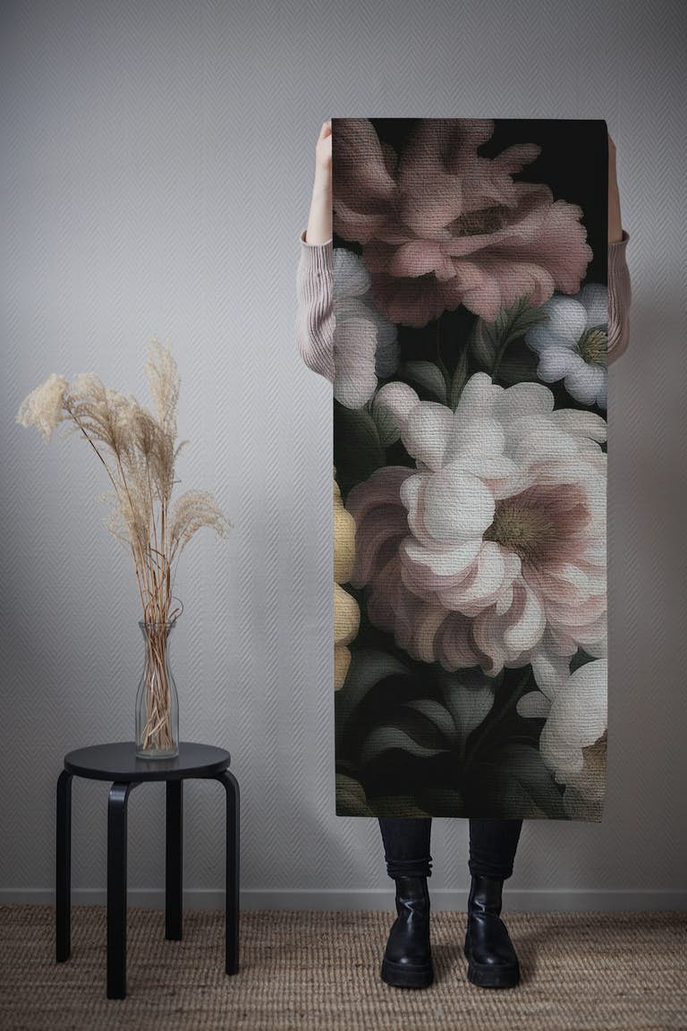 Large Antique Moody Flowers papel de parede roll