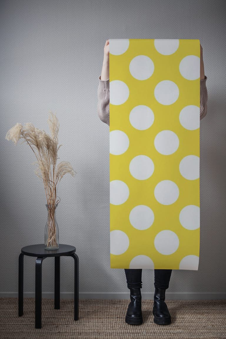 Yellow polka dot pattern tapeta roll