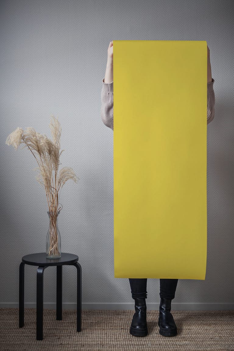 Solid saffron yellow wallpaper roll