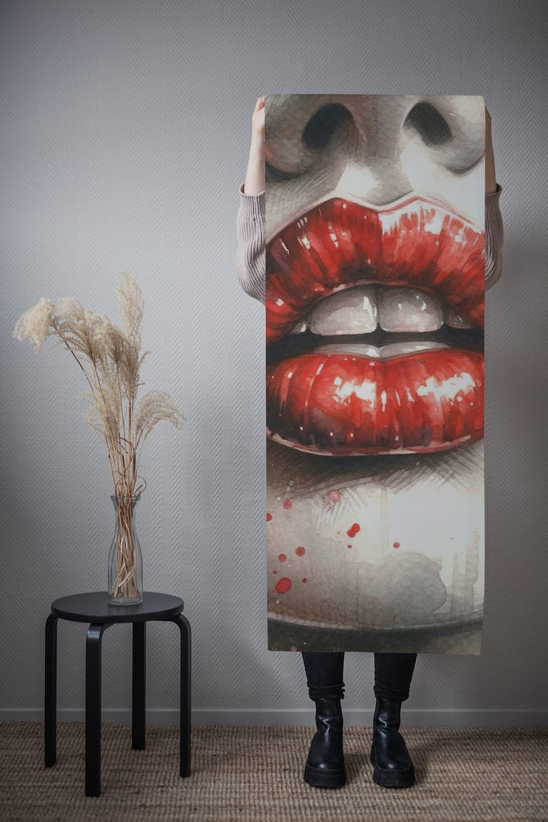 Watercolor Woman Lips #2 wallpaper roll