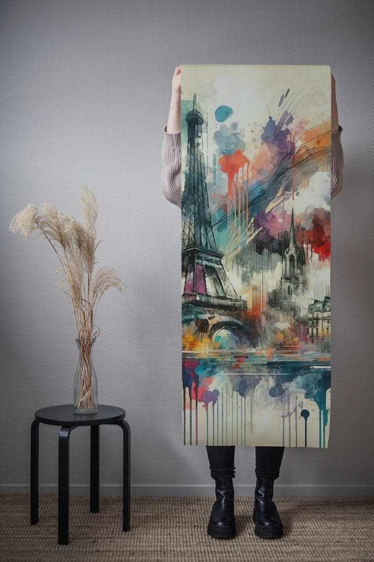 Watercolor Skyline Paris #2 tapet roll