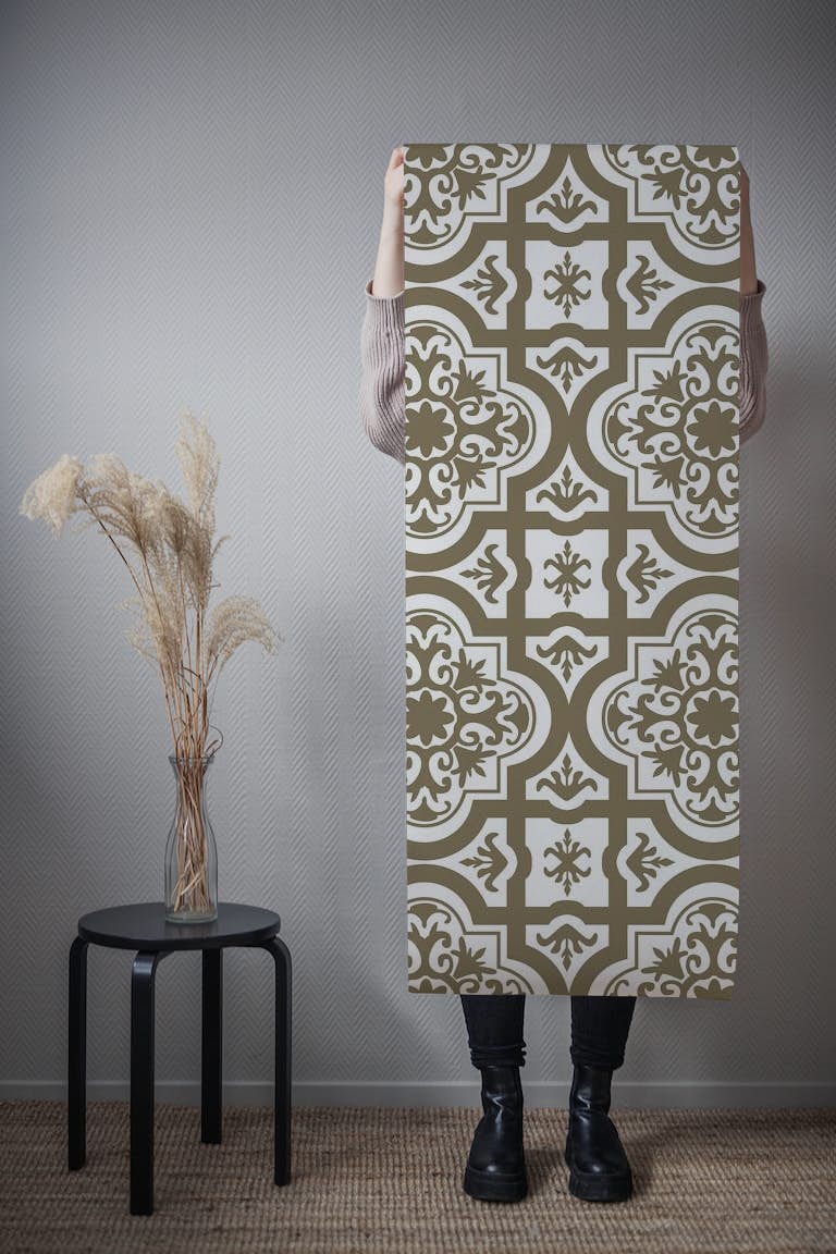 Taupe Brown Moroccan Tile papel pintado roll