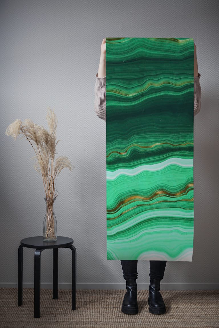 Green Gold Malachite Marble tapety roll