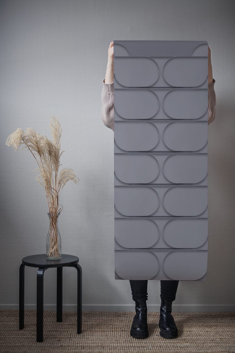 Modern Bauhaus Mid Century 3D Relief Grey tapet roll