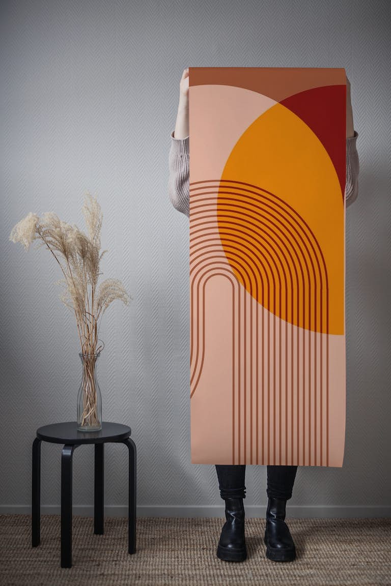 Mid Century Modern Sunset wallpaper roll