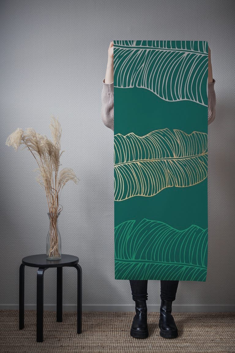 Moss Green Palm Leaves wallpaper roll